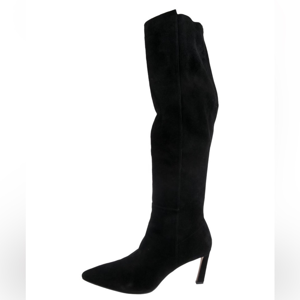 Stuart Weitzman Black Suede Over-the-Knee Pointed Boot